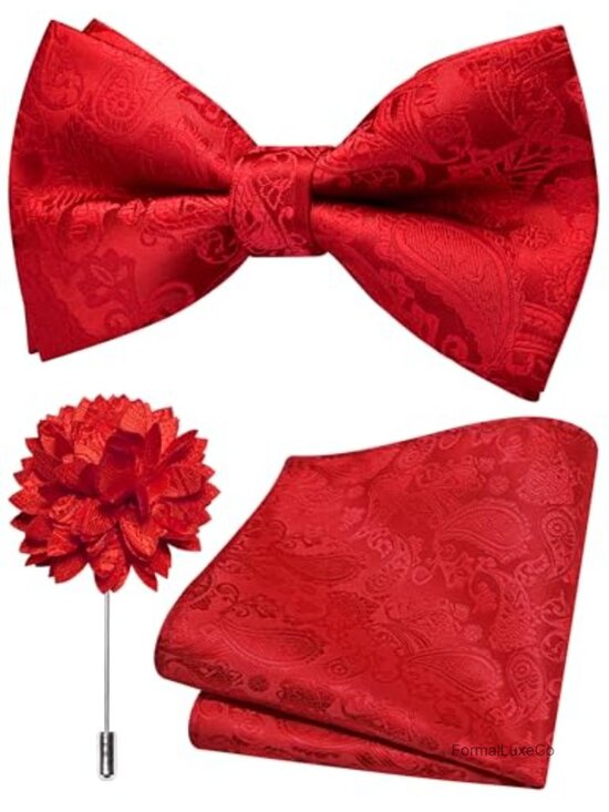 Other - Paisley Pre-tied Bow Tie Pocket Square & Lapel Pin Set for Men